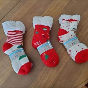 Sumona Sherpa Lined Cabin Socks Knit None Skid Winter Cozy Slipper Set of 3